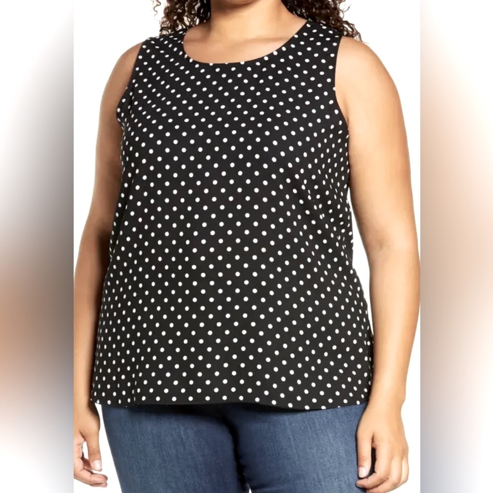 Amber Blue polka dot sheer tank top size 1x large